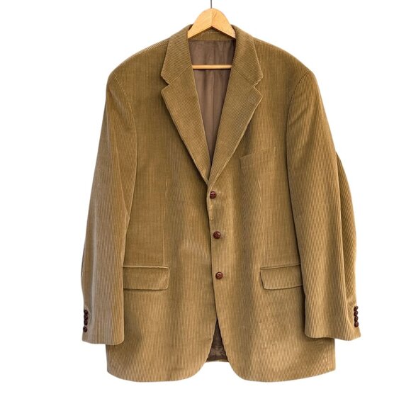 Vintage Ralph Lauren Chaps Mens Sport Coat 48 Tall Corduroy Golden Wheat Tan - Picture 1 of 16